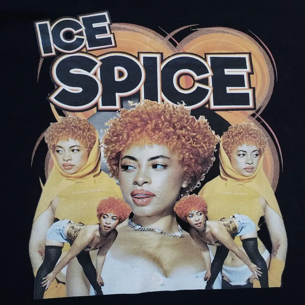 Ice Spice Munch Size Large Mens Black 100% Cotton Gildan T-Shirt Hip Hop Rap